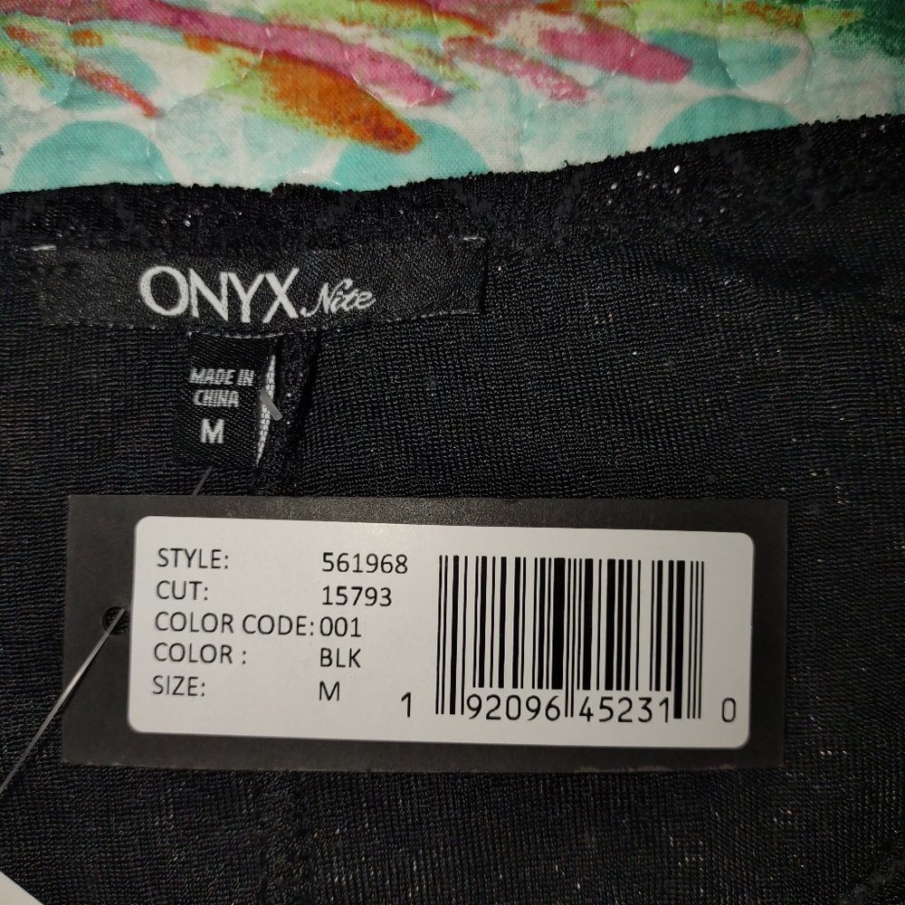 Onyx Nite Sparkly Black Top Size M NWT - Picture 7 of 8